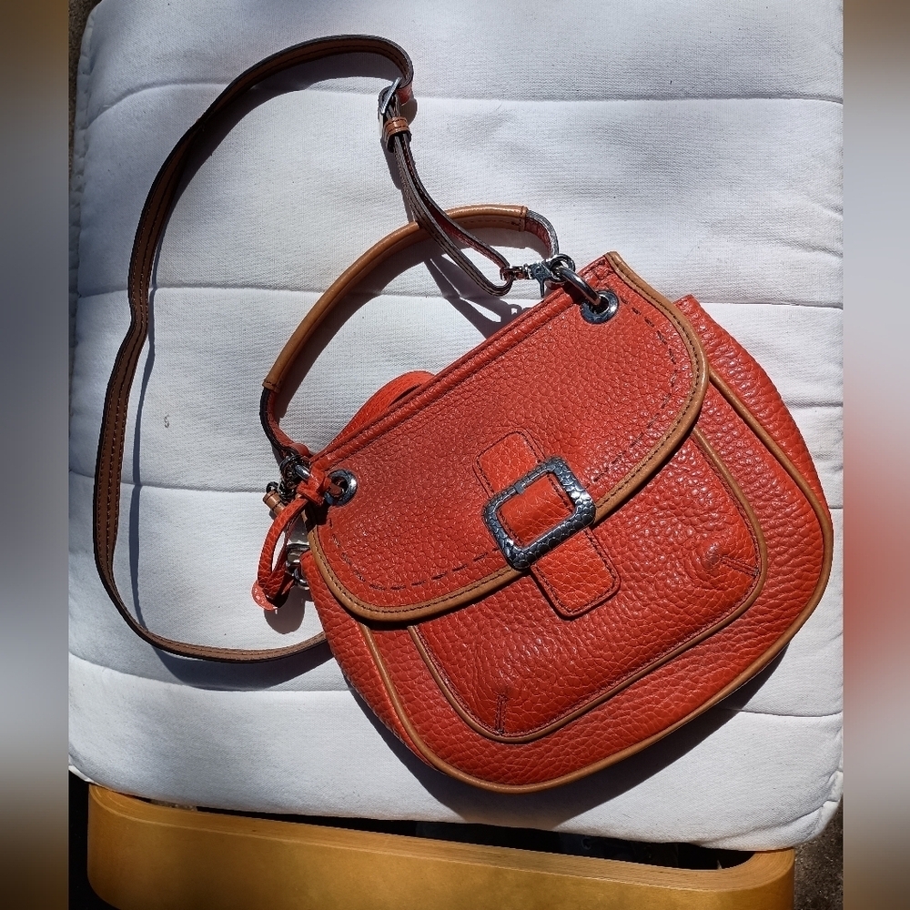 Vintage Brighton Elegant Orange Leather Crossbody Bag